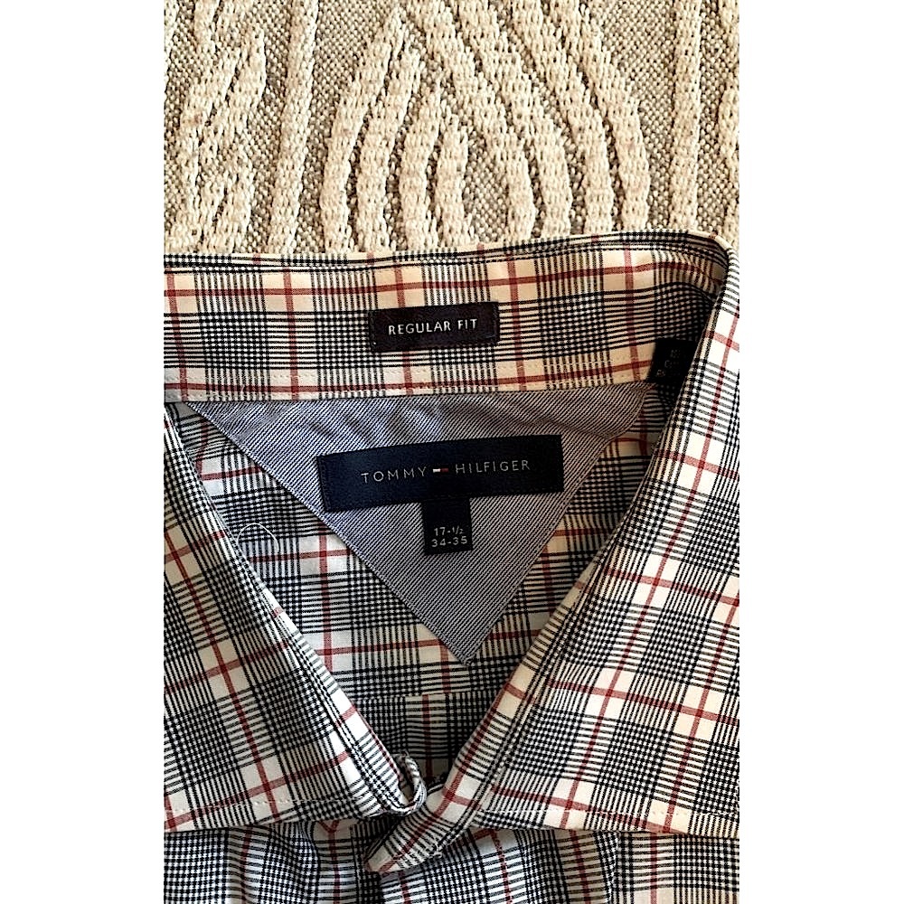 Black White And Red Button Down Shirt 17.5 34-35 - Picture 6 of 6